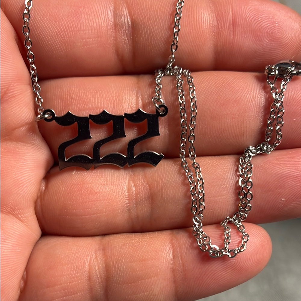 '222 Angel Number Silver Necklace